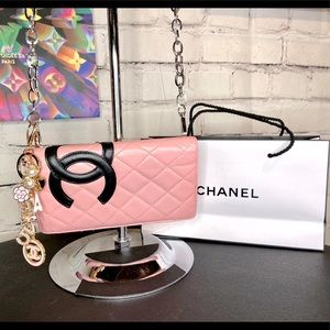 Chanel pink leather CC wallet Crossbody custom